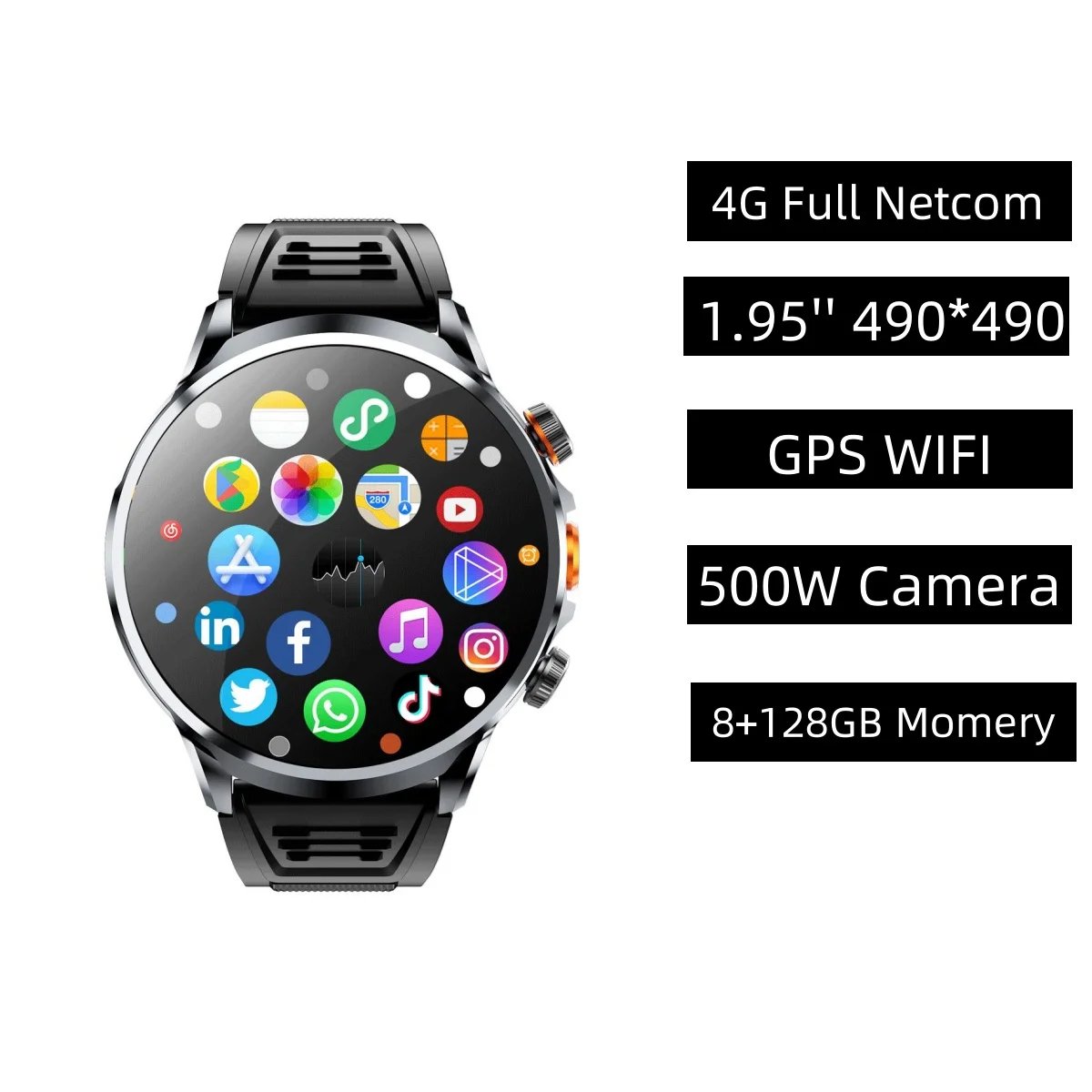 Stainless Steel Smart Watch H18 New 1.95hd Inches 4g5g Gps With Nfc Relojes Full Netcom Plug-in Card Ogladaj Call